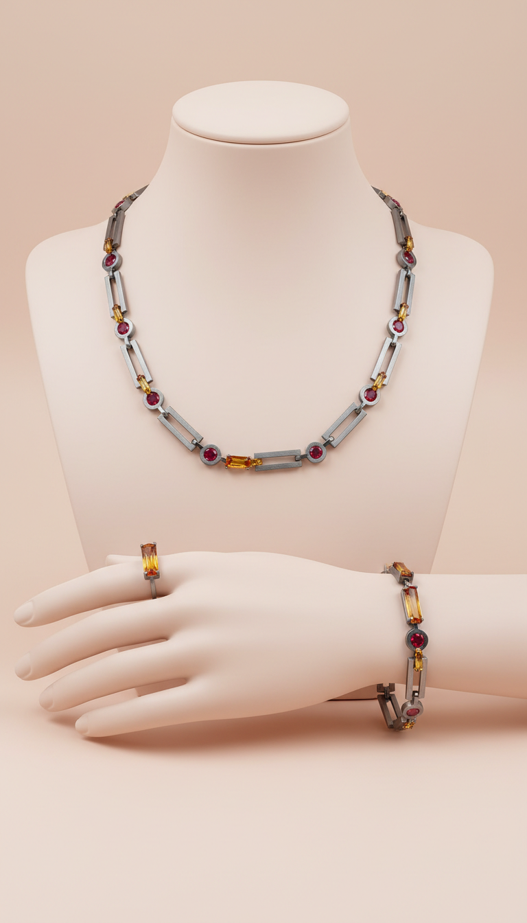 Collier maillons linéaires acier poli