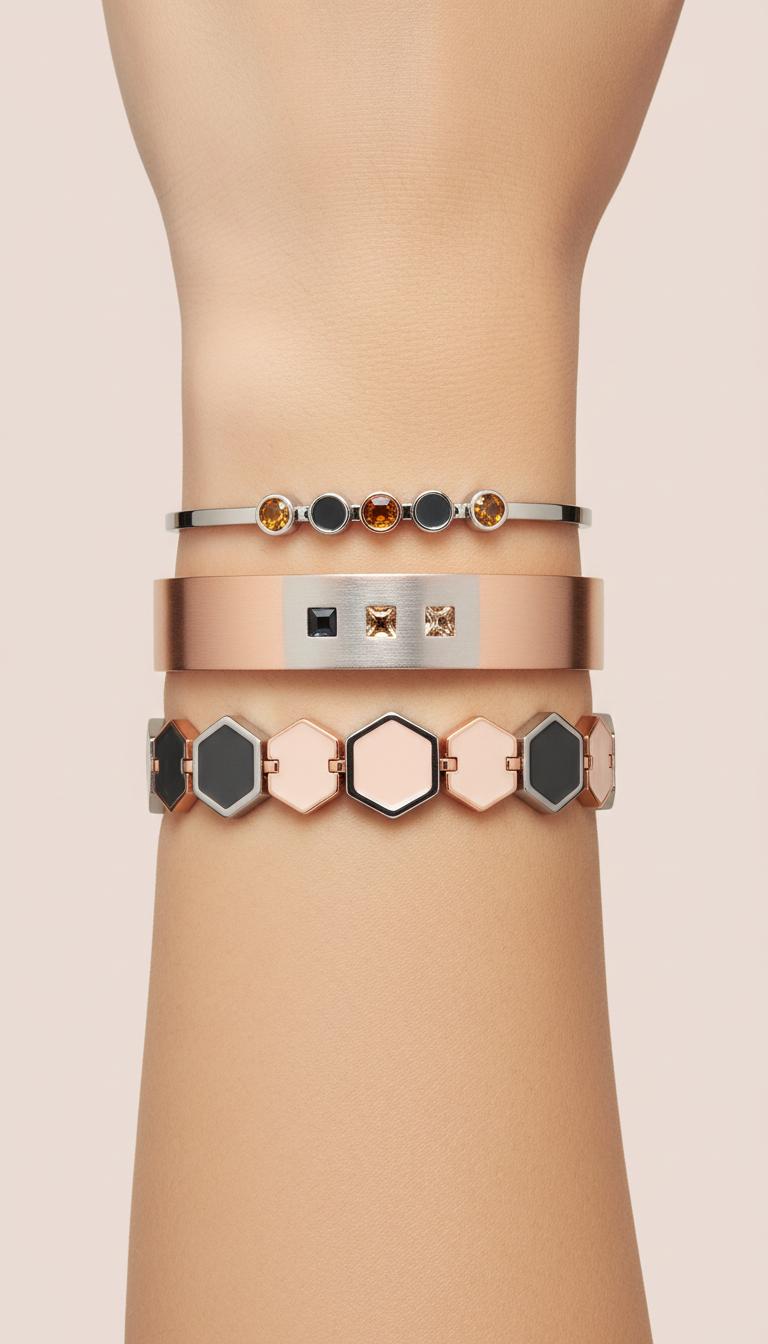 Trio de bracelets manchette modulables